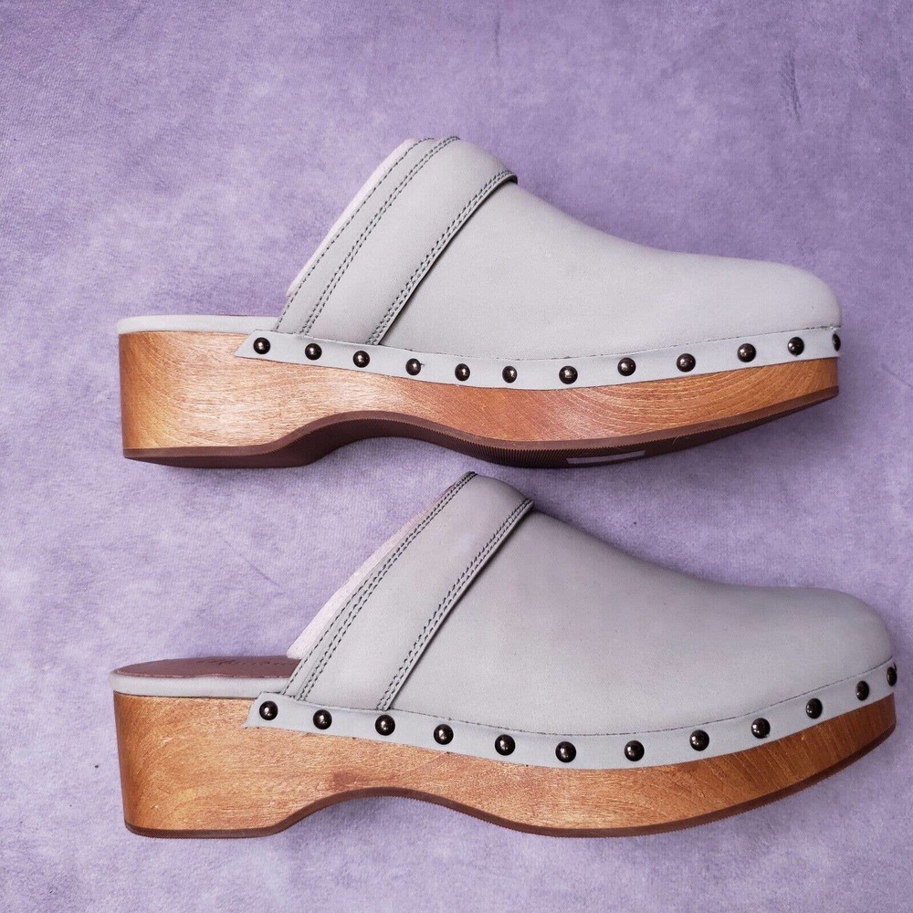 Madewell Womens Studded Clogs Size 8M Nubuck Leather Padded Cloudlift Lite Green
